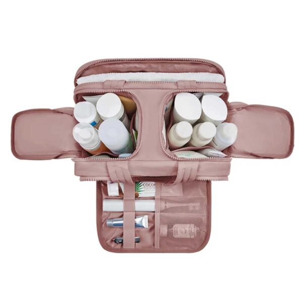 Bolsa de Higiene Pessoal Skincare, ideal para armazenar produtos de autocuidado, cosméticos, maquiagem e itens de higiene. Compacta por fora e espaçosa por dentro, ela conta com 4 compartimentos funcionais que mantêm tudo no lugar
