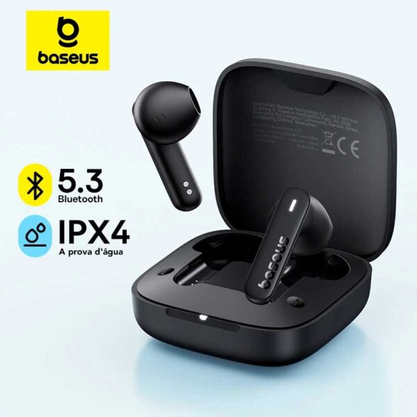 Fone de Ouvido Sem Fio Baseus Bowie E16 é a escolha ideal para quem busca liberdade, estilo e qualidade sonora. Com design in-ear confortável e seguro, ele se adapta perfeitamente ao ouvido, sendo ideal para longos períodos de uso